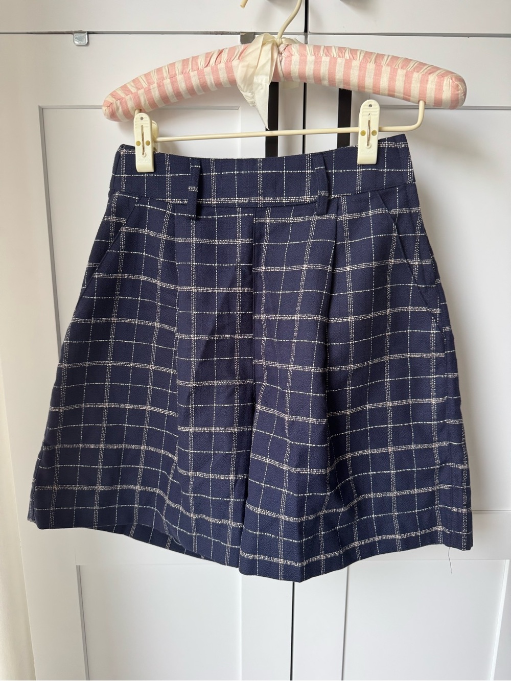 Power of my people high waisted shorts in navy plaid  XS Small